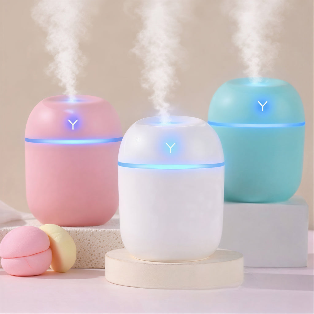 Umidificator de Aer 9.5x7cm cu Lumină LED, cu Alimentare USB Diferite Culori