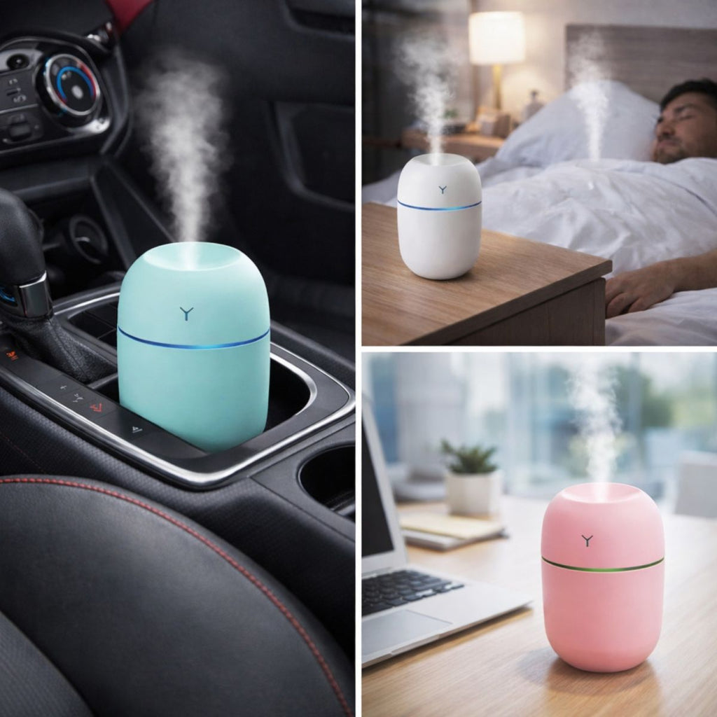 Umidificator de Aer 9.5x7cm cu Lumină LED, cu Alimentare USB Diferite Culori