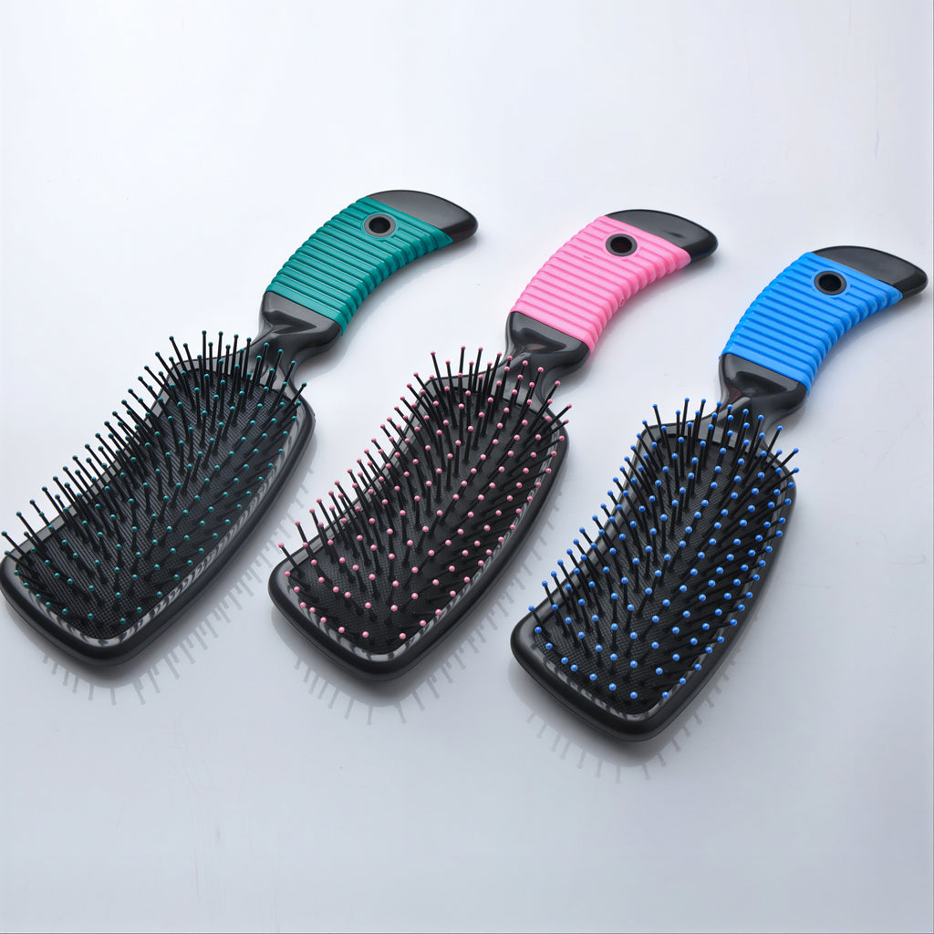 Perie de Păr 21x5cm din Plastic, cu Mâner Antiderapant Diferite Culori