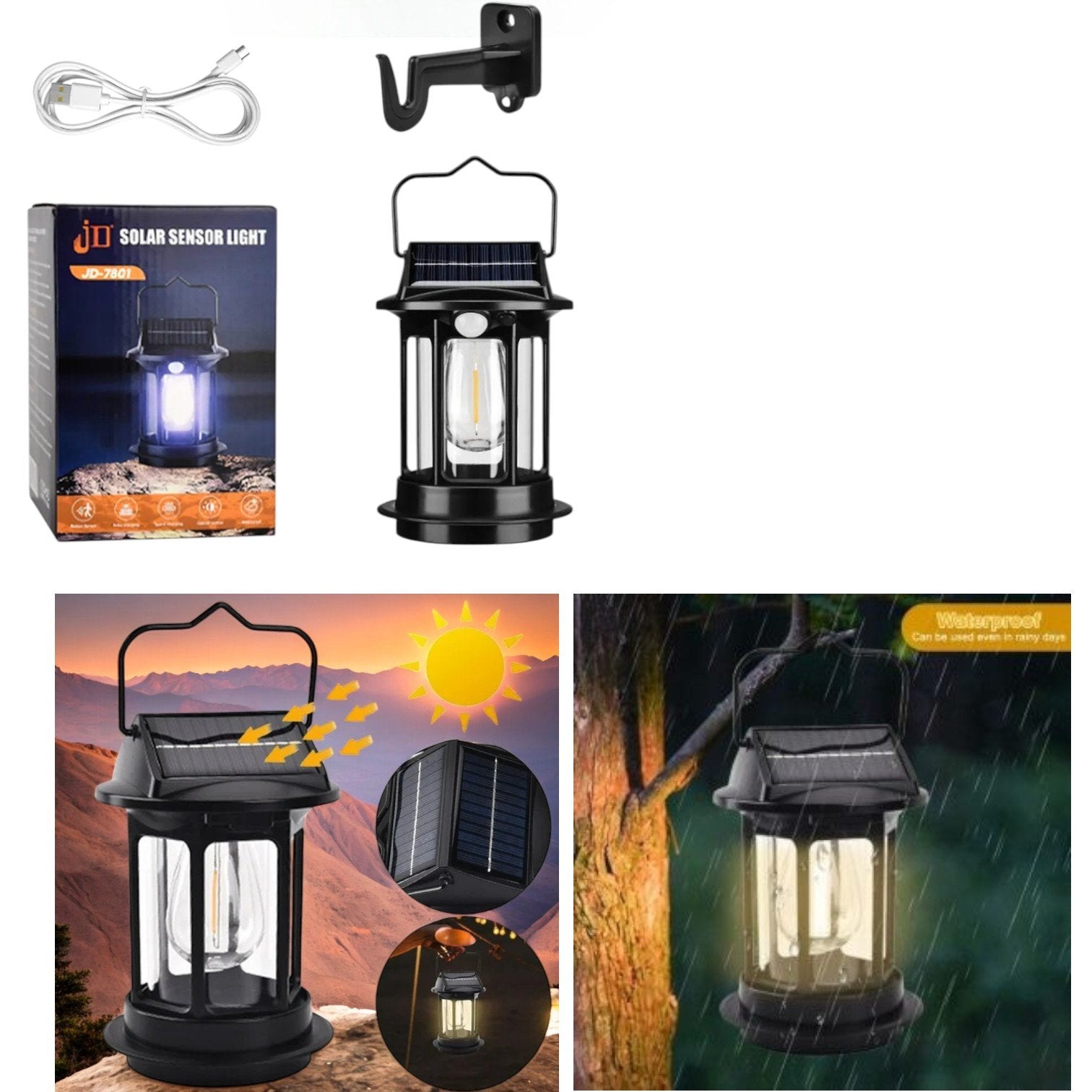 Lampa Solara LED 15x10cm Multifuncionala, Model Felinar Incarcare USB