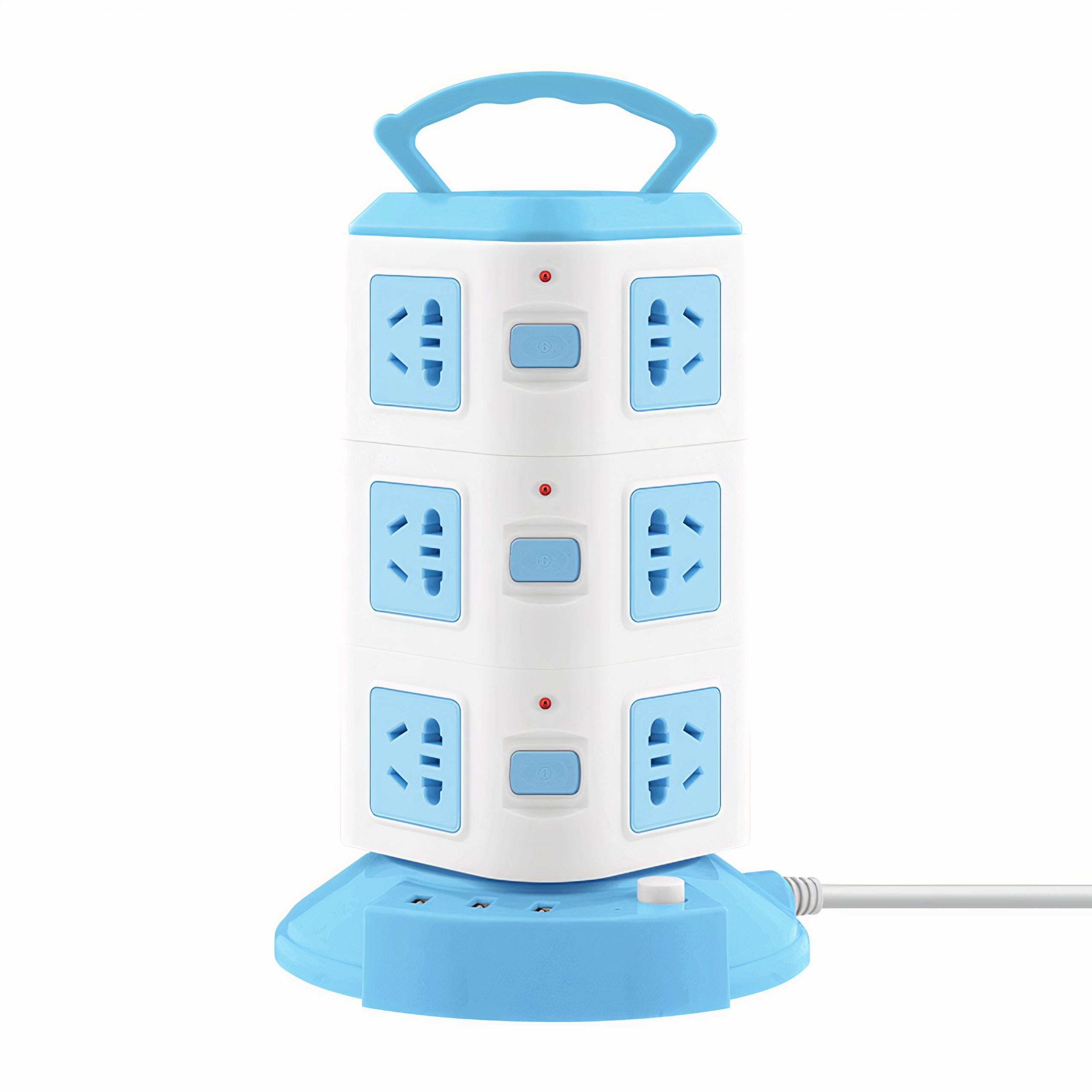 Priza Multifuncțională Portabilă 3 etaje cu Mâner, Tip Turn 240V 10A