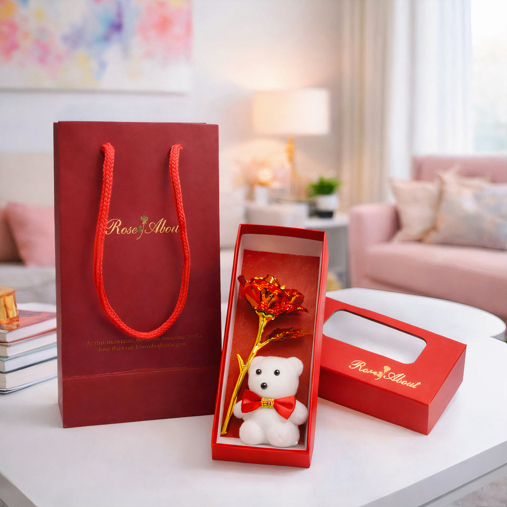 Trandafir Cristalizat 11cm cu Usulet 6cm, in Cutie cu Capac 13cm in Pungă Cadou 16cm Diferite Culori