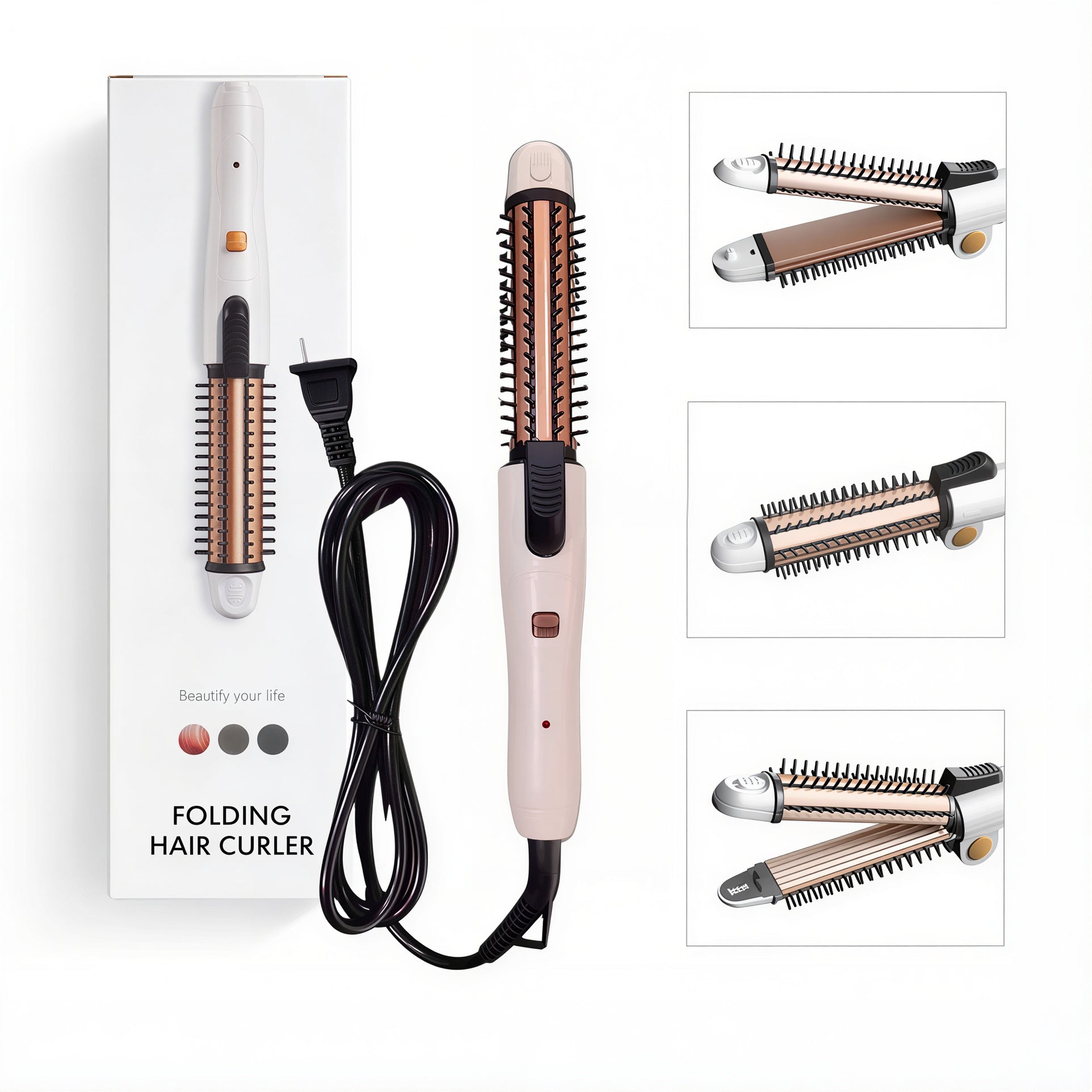 Ondulator și Placă de Păr 3în1 30cm pentru Ondulare, Îndreptare și Creponare cu Țepi de Protecție din Plastic