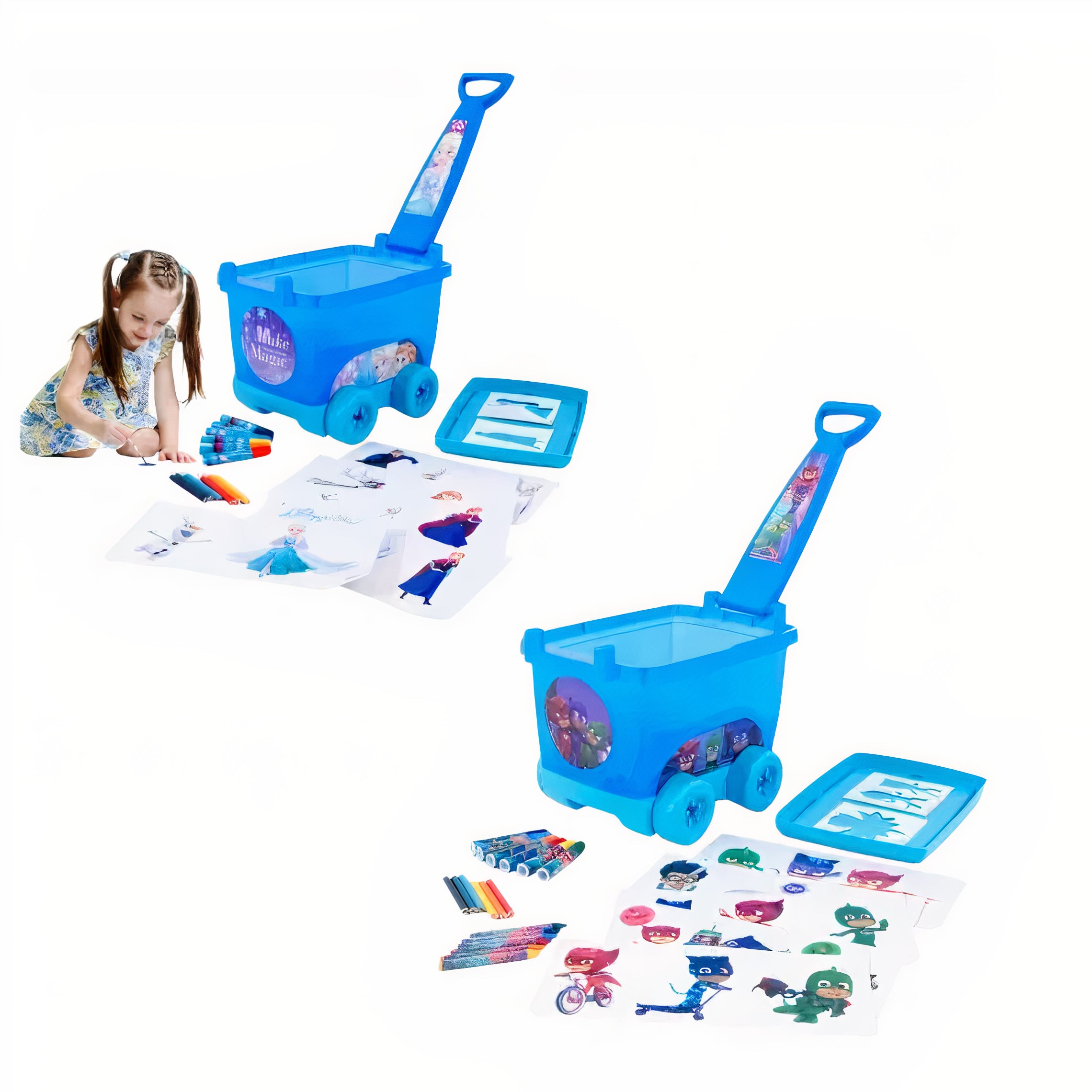 Carucior 20x26m cu Accesorii de Colorat, Diferite Modele