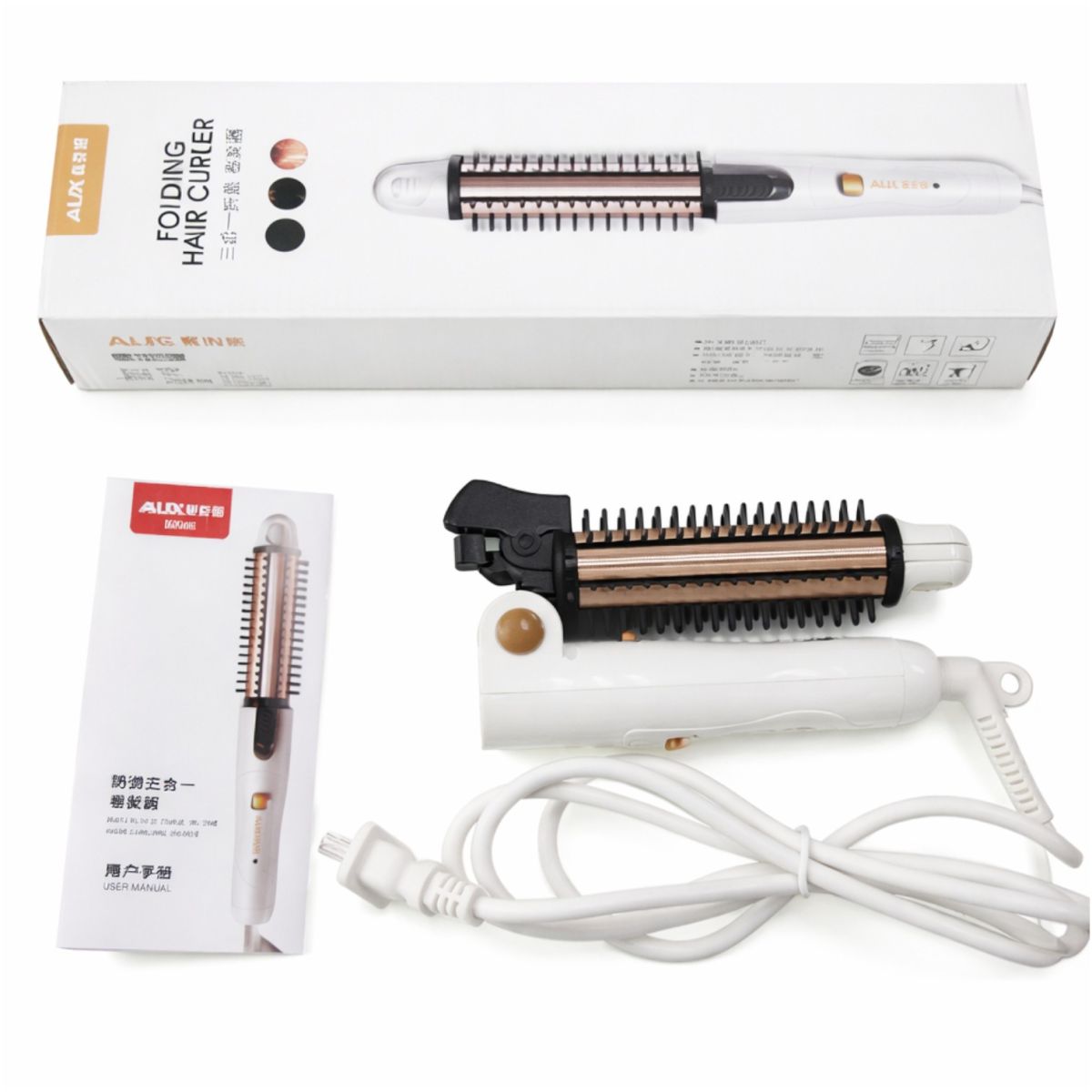 Ondulator și Placă de Păr 3în1 30cm pentru Ondulare, Îndreptare și Creponare cu Țepi de Protecție din Plastic