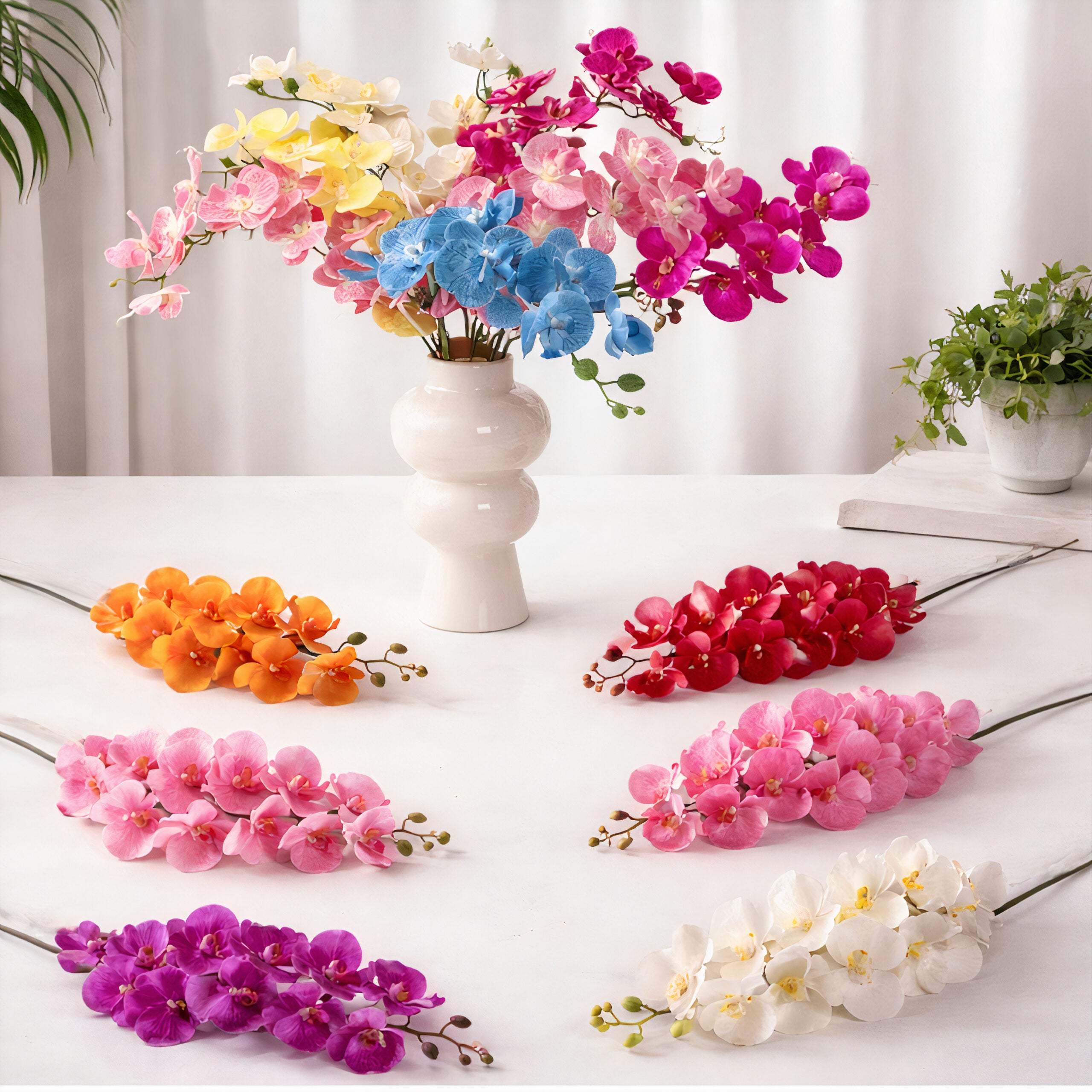 Fir de Orhidee 100cm, Material Textil Sintetic, Diferite Culori