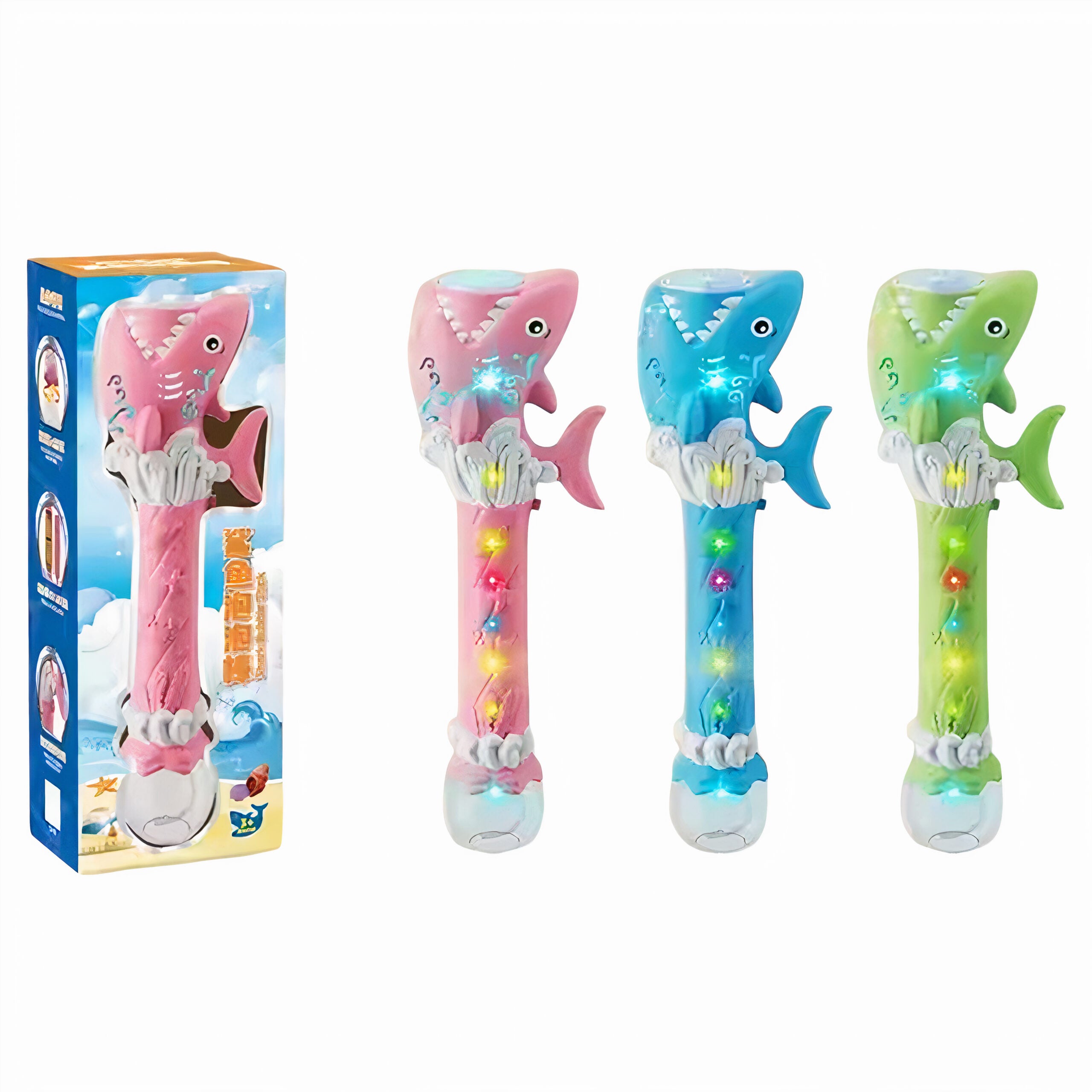 Pistol Automat cu Bule de Sapun 36x9cm Model Rechin, din Plastic, Diferite Culori