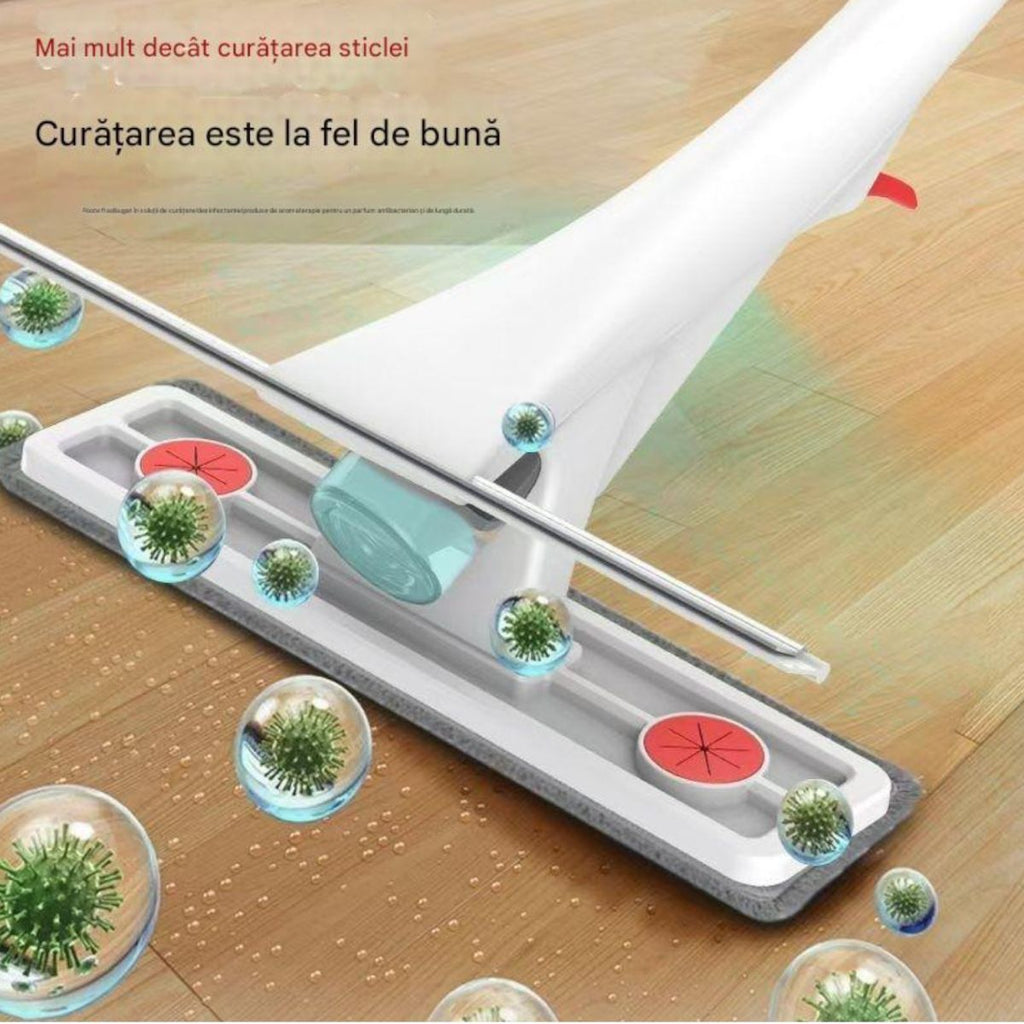 Ștergător pentru Geamuri 125×26cm cu Pulverizator, Racletă din Silicon și Lavetă din Microfibră