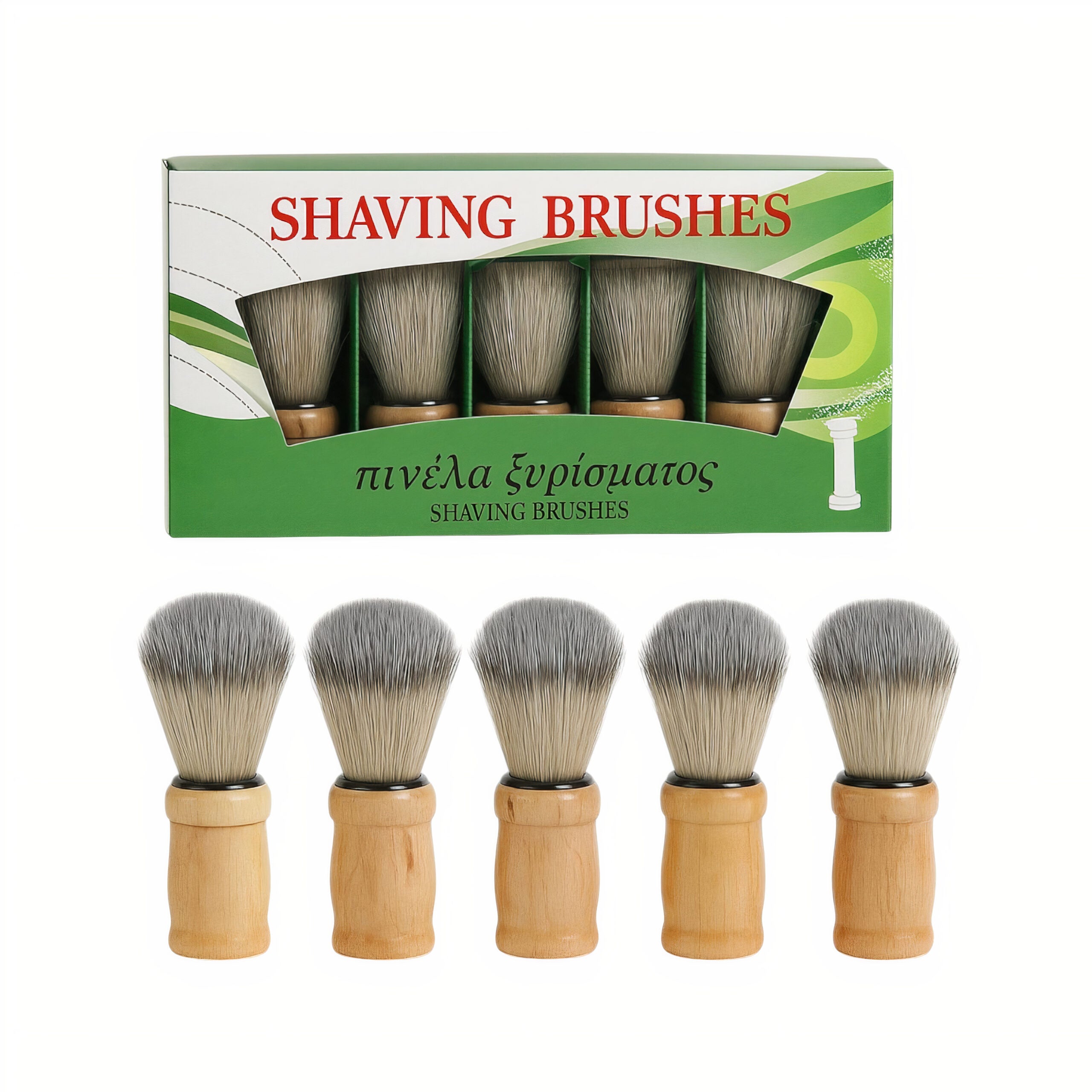 Pamatuf pentru Barbierit 10cm, 6/set cu Maner din Lemn